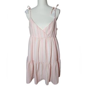 Pink Lily Sleeveless Tie Shoulder Vneck Dress‎ Size Large